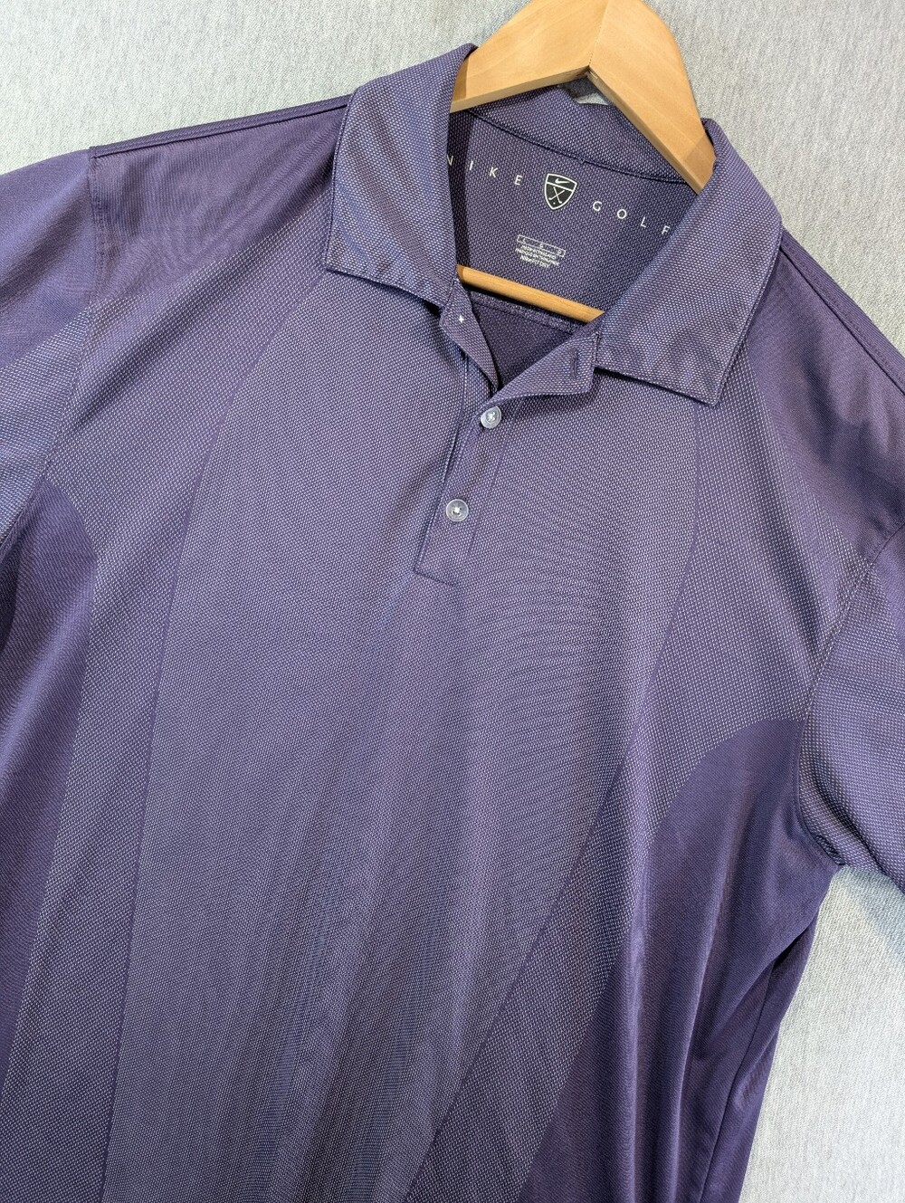 Nike Golf Geometric Print Polo Shirt Men's Large Purple White Logo On Sleeve